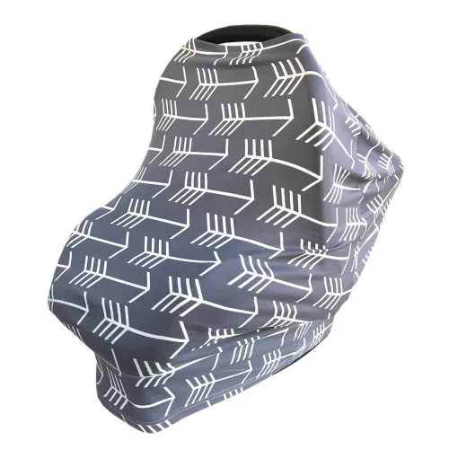 Vista 2 de Funda de lactancia para bebés, funda de asiento de coche versátil para recién nacido, gris con flecha blanca