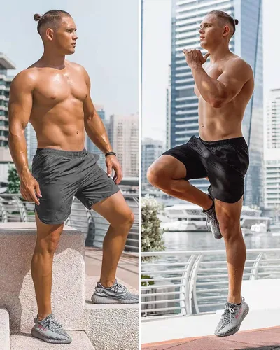 Vista 4 de CANGHPGIN Pantalones cortos de entrenamiento para hombre de 7 pulgadas, ligeros, paquete de 2 pantalones cortos de baloncesto con bolsillos