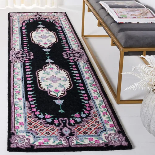 Vista 50 de SAFAVIEH Bellagio Collection - Alfombra decorativa de 2 x 3 pies, azul y rosa, hecha a mano de lana de medallón, ideal para zonas de alto tráfico