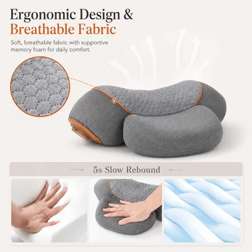 Vista 11 de Almohadas de masaje de cuello 3 en 1 con calor para aliviar el dolor de tejido profundo, corrector cervical recargable de joroba cervical, soportes