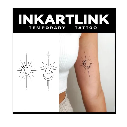 Vista 6 de INKARTLINK Tattoo Tech, 2 hojas de tatuaje semipermanente mediano, tatuajes temporales de diseño artístico para adultos, dura 1-2 semanas