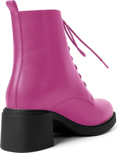 Vista 33 de ROSERWISH Botas altas de tacón bajo y grueso para mujer, con cordones, cómodas, modernas, con puntera redonda, de 2.5 pulgadas