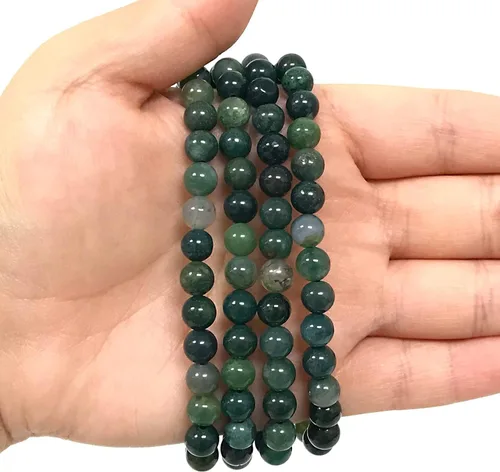 Vista 500 de Gem Avenue Handmade Round Bead Stretch Bracelet Unisex Natural Stone Beaded Jewelry for Men & Women, Elastic Wristband for Daily Wear
