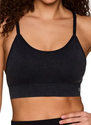 Vista 3 de RBX Active - Brasier deportivo de entrenamiento de bajo impacto sin costuras con tiras