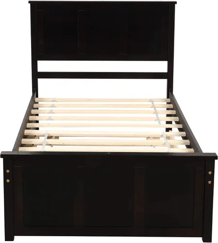 Vista 4 de Harper & Bright Designs Cama individual con cajones, cama individual de plataforma para niños con almacenamiento, plataforma de madera maciza,