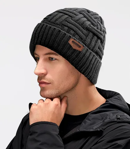 Vista 110 de Loritta Gorro de invierno cálido de punto grueso y holgado para hombre