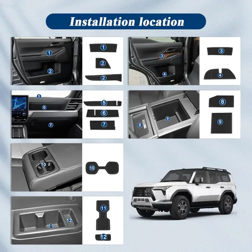 Vista 2 de BIBIBO 22 alfombrillas para Lexus GX 550 2024 2025 2025 2025 GX550 (Premium/Lujo/Overtrail), almohadillas de ranura para puerta de automóvil 2024