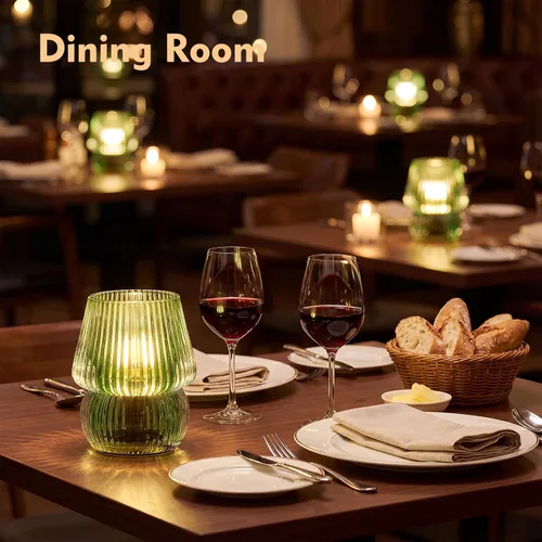 Vista 4 de Pequeña Lámpara de Mesa Operada con Pilas con Temporizador, Pequeña Lámpara de Mesa de Vidrio Inalámbrica para Decoración del Hogar, Cocina, Baño