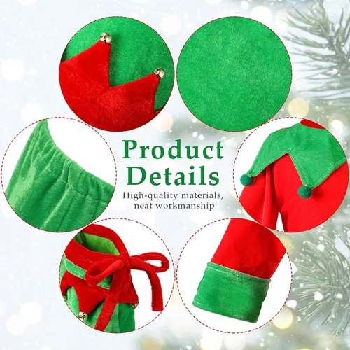 Vista 4 de Hicarer Man Adult Christmas Elf Costume Set for Santa's Helper Dress up Outfit with Elf Hat Shoes Belt