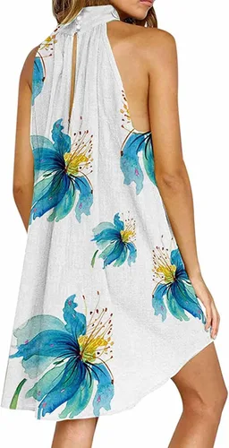 Vista 3 de Wdgfv Women Sleeveless Halter Neck Maxi Dress Floral Summer Dresses Trendy Dresses That Hide Belly Fat Bodycon Dresses
