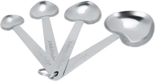 Vista 7 de Cucharas medidoras, Cucharas de medición de acero inoxidable en forma de corazón Cucharas de medición Set de Cucharas para Hornear