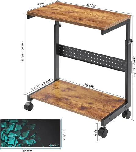 Vista 7 de EUREKA ERGONOMIC Carrito de computadora con soporte para PC, soporte de torre ajustable de 2 niveles para impresora ATX, carrito de metal con ruedas
