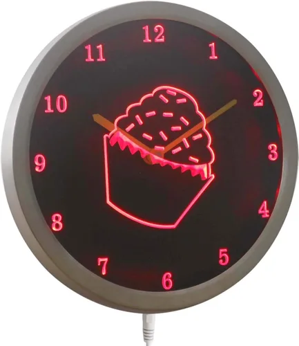 Vista 2 de ADVPRO nc1000-b Reloj de pared LED con letrero de neón para cocina, tienda de cupcakes rociados