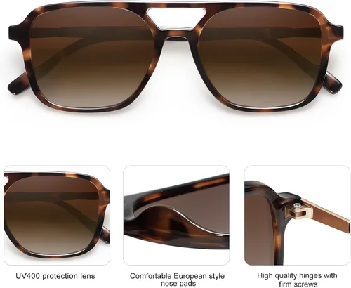 Vista 4 de SOJOS Gafas de sol retro estilo aviador para mujeres y hombres modernas rectangulares para mujeres y hombres SJ2202