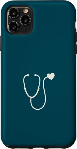 Vista 13 de iPhone 16 Dark Peacock Blue - Estuche para estetoscopio de corazón para enfermera o médico