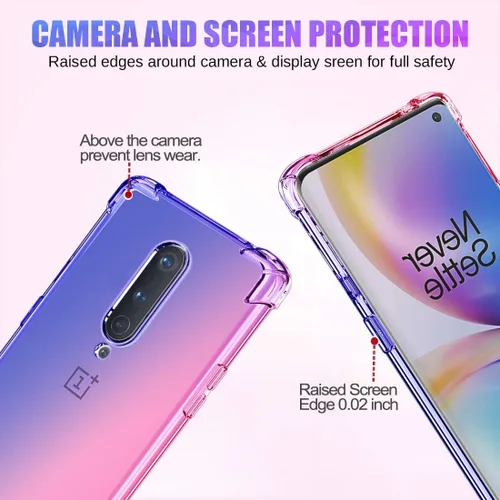 Vista 2 de Funda para OnePlus 6T/OnePlus 7 Linda, Gradient Delgada Antiarañazos Suave Claro TPU Funda a prueba de golpes para OnePlus 7/OnePlus 6T (azul/rosa)
