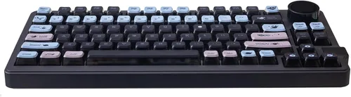 Vista 4 de GK GAMAKAY Teclado mecánico LK75 con junta al 75% con pantalla inteligente TFT 2 en 1 y perilla, Bluetooth 5.02.4GHzUSB-C con cable MDA Perfil