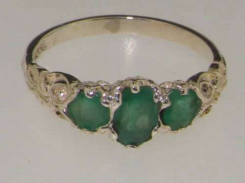 Vista 6 de Anillo de plata de ley 925 auténtica esmeralda para mujer