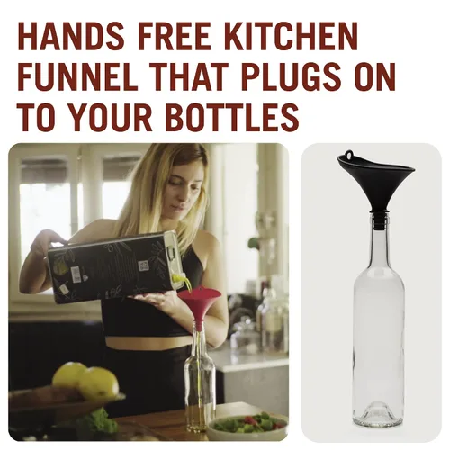 Vista 2 de Embudo de silicona Stedi de Monkey Business para llenar botellas, embudo de cocina para transferencia de líquido de botella de agua, herramienta
