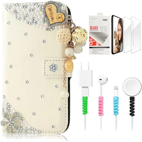 Vista 9 de Bling SSBLDwSPCPSeries-15 - Funda de piel con tapa y protector de pantalla y cable
