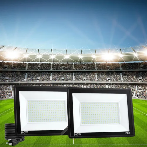 Vista 9 de Paquete de 4 luces de inundación LED de 100 W, luces de seguridad superbrillantes de 11000 LM, luz de inundación impermeable IP66 para exteriores