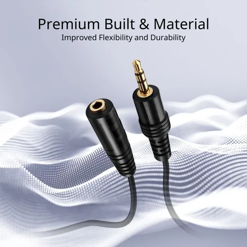 Vista 3 de TNP AUX - Cable de extensión para auriculares de 0.138 in (3 pies), extensor macho a hembra, adaptador de conector de enchufe auxiliar de audio