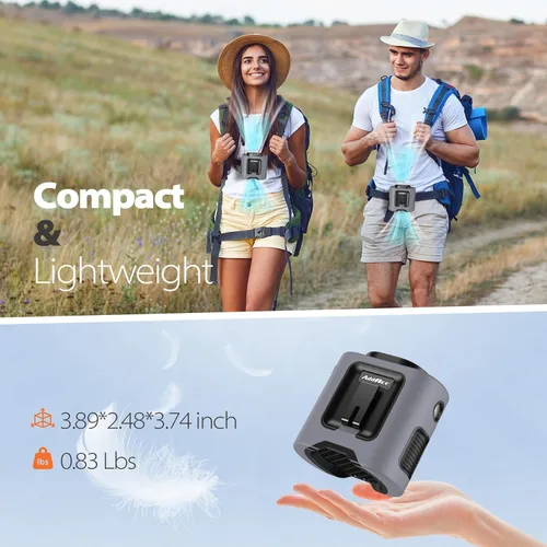 Vista 3 de AddAcc Ventilador de cintura portátil – Batería recargable de 14500 mAh, ventilador de cinturón de enfriamiento de 67 horas, 5 velocidades potentes