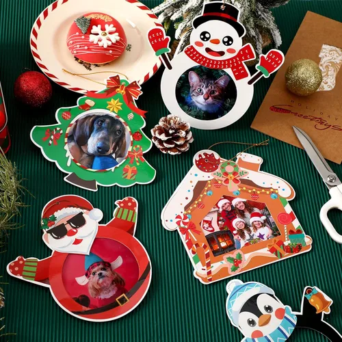 Vista 4 de NOVWANG Adornos de Fotos de Navidad, 30 Piezas de Marcos de Fotos Colgantes de Navidad con 30 Hojas de Pegatinas, Adornos de Fotos, Decoraciones