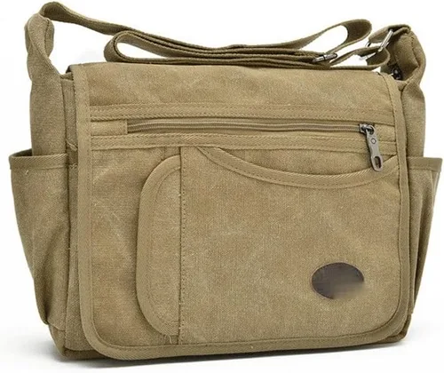 Vista 7 de CZDYUF - Bolso de mensajero de lona para hombre, para actividades al aire libre, múltiples bolsillos, bolsa de hombro cruzada, bolsa de viaje