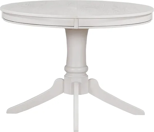 Vista 3 de Juego de mesa de comedor funcional retro de 5 piezas, mesa de comedor redonda extensible de madera y 4 sillas de comedor tapizadas para restaurante