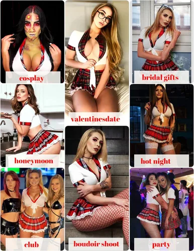 Vista 4 de ADOME - Conjunto de lencería sexy para mujer diseño de colegiala estudiante para juegos de roles