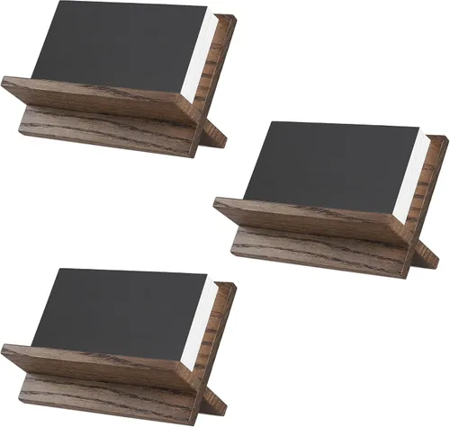 Vista 7 de Juego de 3 tarjeteros para escritorio, soporte para tarjetas pequeñas de madera negra, soporte profesional para tarjetas de presentación, soporte