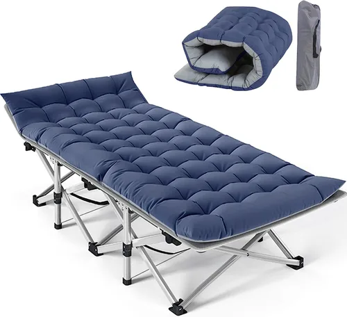 Vista 9 de NAIZEA Catres plegables para adultos, catre plegable con colchón, cama plegable para camping, catre militar portátil, catres de dormir Oxford