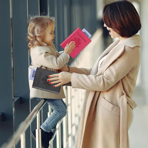 Vista 7 de Herain Soporte para pasaporte, funda para pasaporte, cartera para pasaporte, para mujeres y hombres, funda de pasaporte, protector de libreta