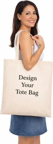 Vista 3 de DISCOUNT PROMOS Juego de 1 bolsas de lona de algodón personalizadas, texto personalizado, logotipo, imagen, reutilizables, ideales para compras