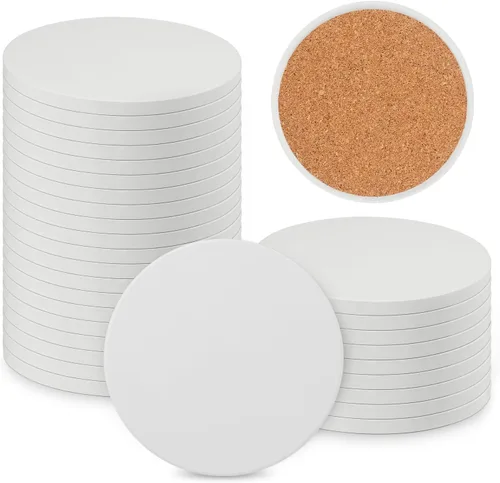 Vista 10 de 30 Pieces 3.75 Inch Hexagon Blank Ceramic Coasters, Unglazed Ceramic Tiles Coasters, Ceramic Tiles with Cork Backing Pads for Painting, DIY Crafts