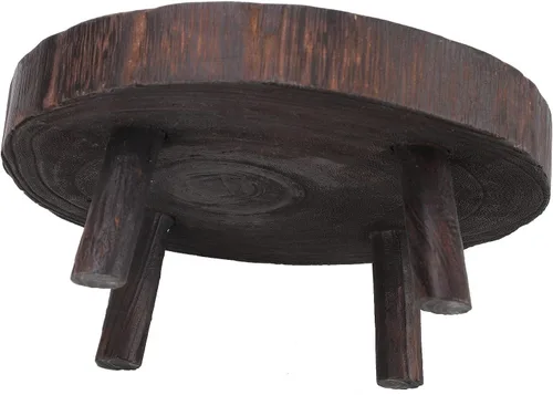 Vista 5 de Taburete de madera para plantas, soporte bajo para plantas, soporte redondo para macetas elevadoras, soportes para múltiples plantas, soporte Marrón