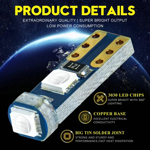 Vista 3 de T5 37 74 Bombilla LED con casquillo de bloqueo de giro PC74 PC37, panel de instrumentos, panel de luz de clúster, paquete de 10 Viene con enchufe