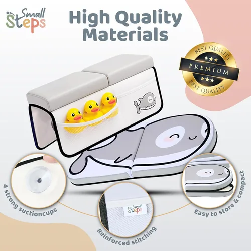 Vista 7 de Small Steps Juego de rodilleras y coderas de baño, almohadilla ergonómica para el baño del bebé con espuma viscoelástica y diseño antideslizante