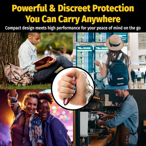 Vista 2 de MUNIO Llavero de defensa personal – Herramienta de seguridad ligera, elegante y portátil para mujeres y hombres – Kubotan no letal, fácil de usar
