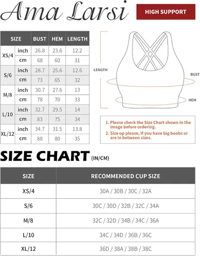Vista 6 de Ama Larsi Brasier deportivo con tiras para mujer, de alto impacto, sexy, con espalda cruzada, sin varillas, acolchado para entrenamiento, yoga