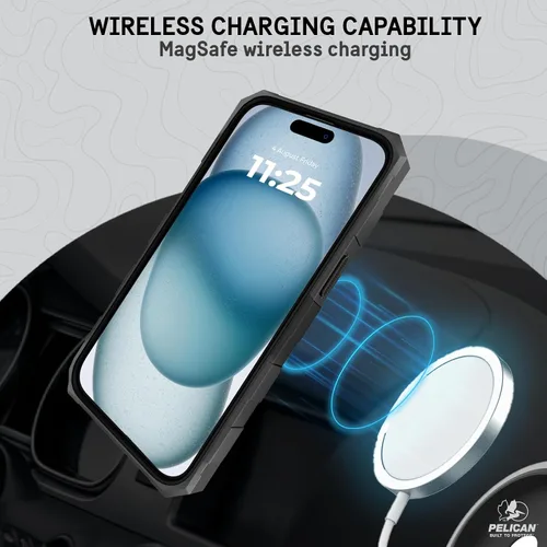 Vista 6 de Pelican Shield Series - Funda para iPhone 13/14 de 6.1 pulgadas [compatible con MagSafe] [protección contra caídas de grado militar de 21 pies]
