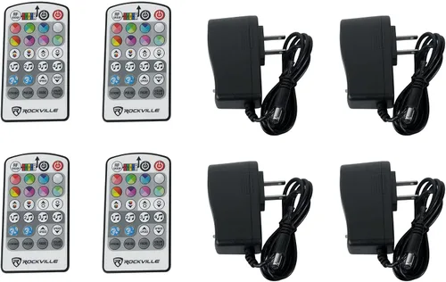 Vista 8 de Rockville Paquete de 4 mini RF1 V2 negro RGBWA+UV luces de lavado alimentadas por batería con control remoto RF, DMX inalámbrico, bolsa de viaje