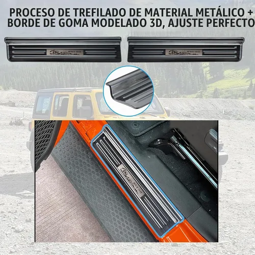 Vista 2 de Rowa - Protectores de umbral de puerta de acero inoxidable 304 compatibles con Jeep Wrangler JL JLU 2018-2025 & Gladiator JT 2020-2025, protector