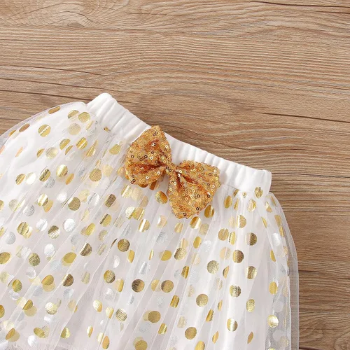 Vista 4 de Vestido de princesa de cumpleaños para niñas pequeñas, chaleco sin mangas, falda tutú de malla con lunares