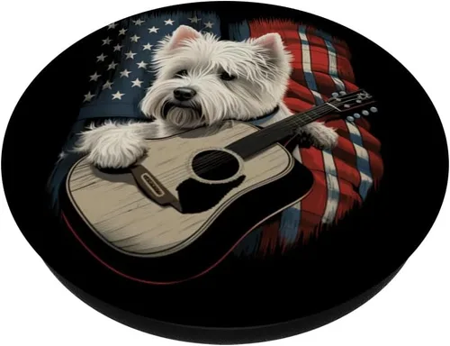 Vista 2 de American West Highland White Terrier Estados Unidos Westie County Música PopSockets intercambiables PopGrip