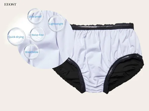 Vista 4 de Pañales de natación reutilizables para adultos, ropa de baño para necesidades especiales para incontinencia, cubiertas de pañales de tela Negro