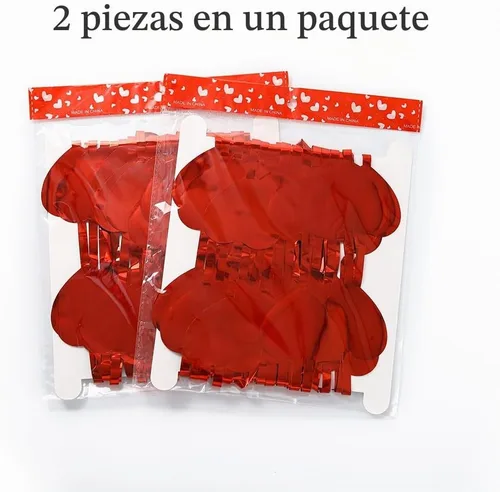 Vista 4 de Abien Cortinas de oropel de corazón, decoraciones de corazón, serpentinas rojas para decoración de fiesta de San Valentín, telón de fondo