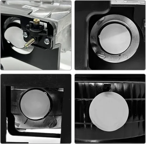 Vista 3 de Conjunto de faros delanteros para 1994-1998 Chevy Silverado/Suburban/Tahoe / C10 Pickup/C/K 1500 2500 3500 Camioneta, carcasa negra con reflector