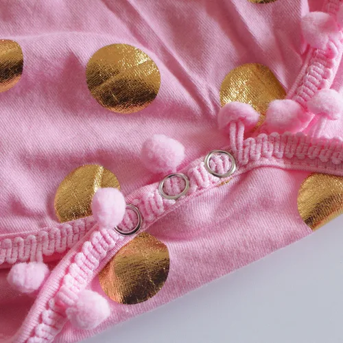 Vista 6 de Baby Girl Clothes Floral Gold Dots Sleeveless Long Sleeve Romper Outfit Bodysuit Clothing Sets with Headband Leg Warmers
